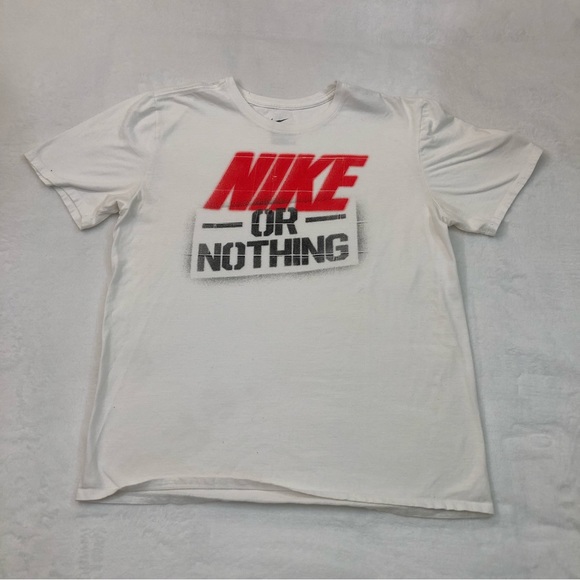 Nike Other - The Nike Tee Athletic Cut White Graffiti Graphic Nike Or Nothing T-Shirt Mens L